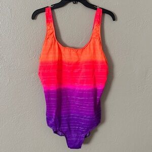 Vintage Kathy Ireland Ombré One Piece Swimsuit Womens Plus Size 20W Y2K